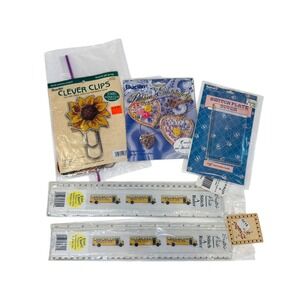 Craft Lot Bucilla Embroidery Ribbon Cross Stitch Paper Clips Ruler Switch Plate‎